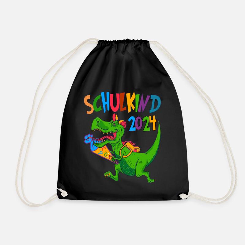 Dinos Schultüte Einschulung Schulkind 2024 - Turnbeutel - Schwarz