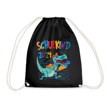 Dinos Schultüte Einschulung Schulkind 2024 - Turnbeutel - Schwarz - Vorne