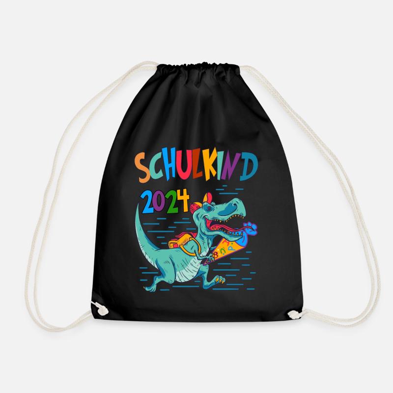 Dinos Schultüte Einschulung Schulkind 2024 - Turnbeutel - Schwarz