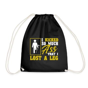Handicap Amputee Amputation Prosthetic Leg - Drawstring Bag - black - Front