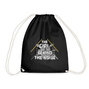 Girls love drums - the girl on the drum kit - Drawstring Bag - black - Front