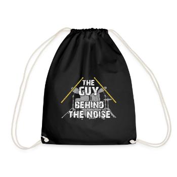 Boys love drums - the boy on the drum kit - Drawstring Bag - black - Front