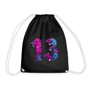 NR. 13 NUMMER 13 COOL 13. GEBURTSTAG - Turnbeutel - Schwarz - Vorne