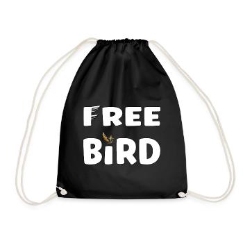 Free Bird - frei wie ein Vogel - Turnbeutel - Schwarz - Vorne