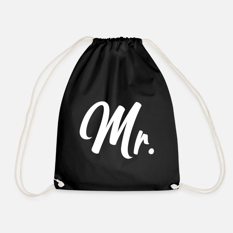 Mr - Mr and Mrs Duo - Drawstring Bag - black