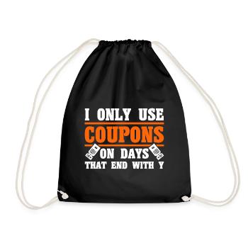 Coupon Shopper Discount Couponer Discount Sale - Drawstring Bag - black - Front