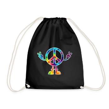 Peacezeichen Friedenszeichen tie dye - Turnbeutel - Schwarz - Vorne