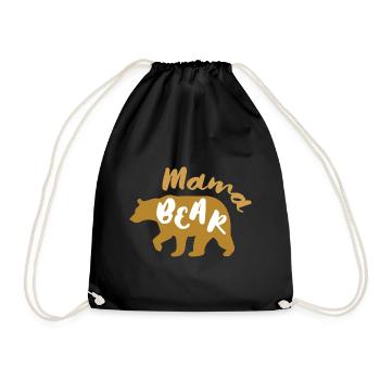 Mama Bear Geschenk Mutter Muttertag - Turnbeutel - Schwarz - Vorne