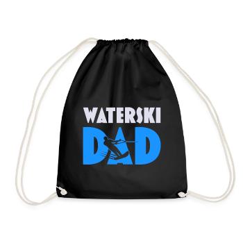 Water Skiing Papa Waterskiing Father's Day - Drawstring Bag - black - Front