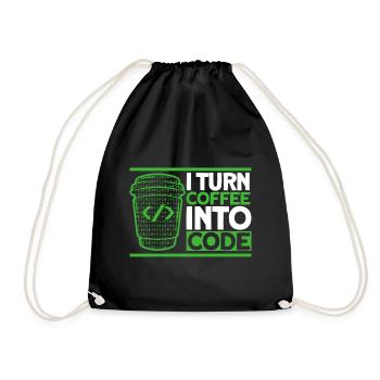 I Turn Coffee Into Code Software-Entwickler - Turnbeutel - Schwarz - Vorne