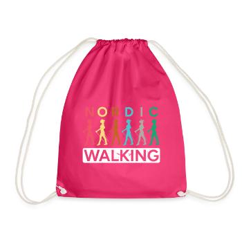 Nordic Walking Exercise Fitness Nordic Poles Hiking - Drawstring Bag - fuchsia - Front