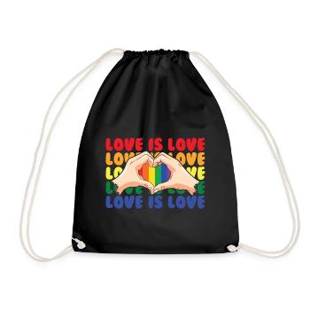 Love is Love / Hand Heart, Gay Pride, CSD, LGTB - Sac de sport léger - noir - Devant