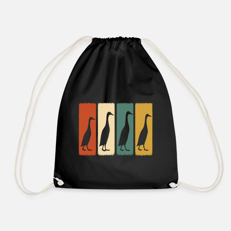 Ducks Retro Duck Duck Breeder Duck Breeding - Drawstring Bag - black