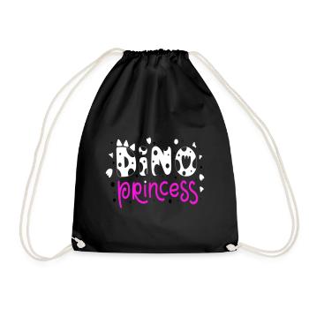 Dino Princess Prinzessin Dinosaurier Baby Kinder - Turnbeutel - Schwarz - Vorne