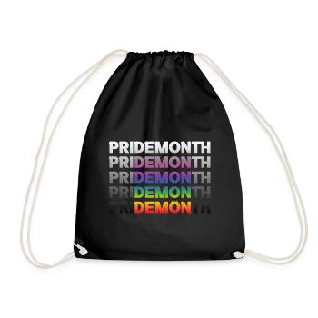pride month demon / Funny Gay Wortspiel - Drawstring Bag - black - Front