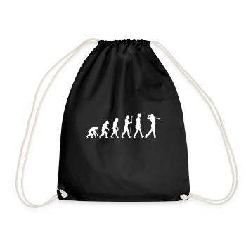 Golf Evolution Golfer Caddy Geschenk Golfspieler - Turnbeutel - Schwarz - Vorne