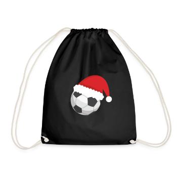 Fußball mit Weihnachtsmütze Weihnachten Sport - Turnbeutel - Schwarz - Vorne