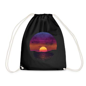 Rétro coucher de soleil extérieur océan des années 80 Vintage - Sac de sport léger - noir - Devant