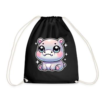Super Cute Kawaii Baby Hippo - Turnbeutel - Schwarz - Vorne