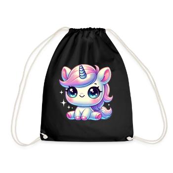 Super Cute Kawaii Baby Unicorn - Turnbeutel - Schwarz - Vorne