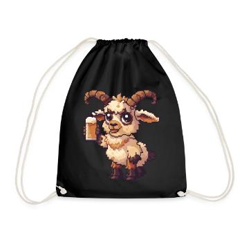 Bergziege Pixel Bier - Turnbeutel - Schwarz - Vorne
