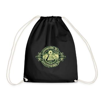 All seeing eye, pyramid, dollar, freemason, god - Drawstring Bag - black - Front