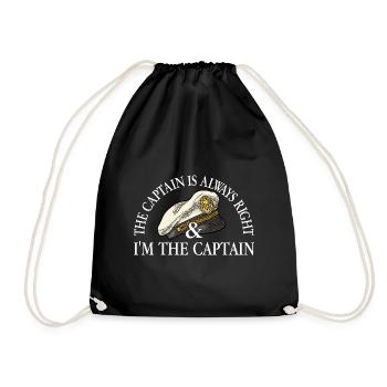 The captain is always right | I am the captain - Drawstring Bag - black - Front