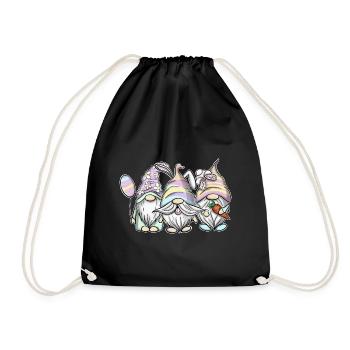 Ostern Gnome Gnomes Wichtel Osterhase - Turnbeutel - Schwarz - Vorne