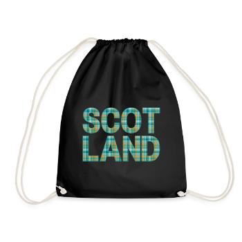 Schottland Tartan Schriftzug Dudelsack Highlands - Turnbeutel - Schwarz - Vorne