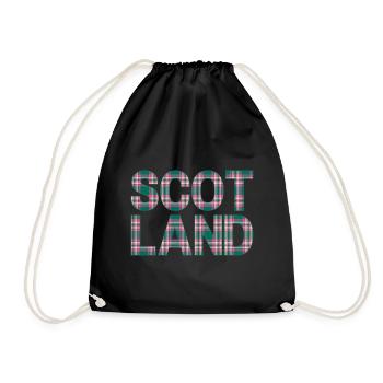 Schottland Tartan Schriftzug Dudelsack Highlands - Turnbeutel - Schwarz - Vorne