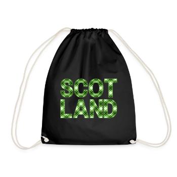 Schottland Tartan Schriftzug Dudelsack Highlands - Turnbeutel - Schwarz - Vorne