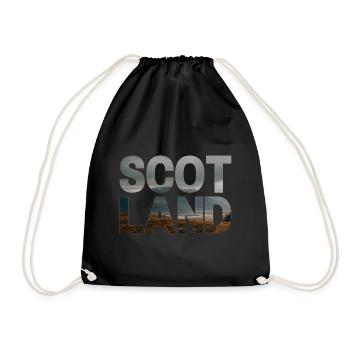 Schottland Tartan Schriftzug Dudelsack Highlands - Turnbeutel - Schwarz - Vorne