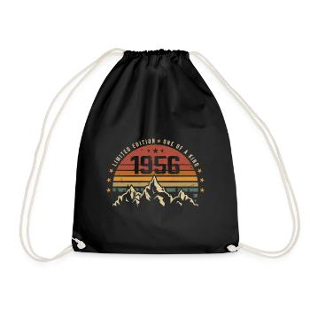 Born in 1956 - Vintage Birthday Gift 1956 - Drawstring Bag - black - Front