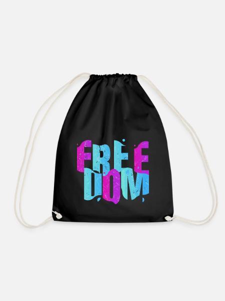Freedom Freiheit Schriftzug - Turnbeutel - Schwarz