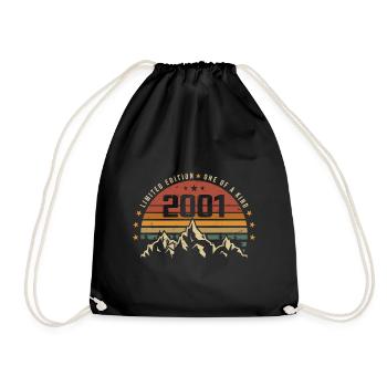 Born in 2001 - Vintage Birthday Gift 2001 - Drawstring Bag - black - Front