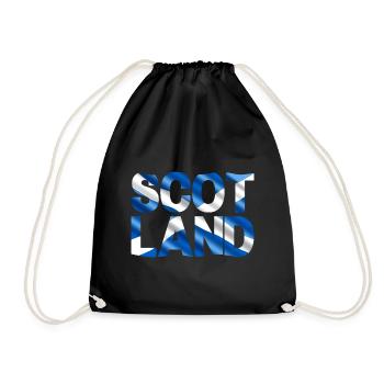 Schottland Tartan Schriftzug Dudelsack Highlands - Turnbeutel - Schwarz - Vorne