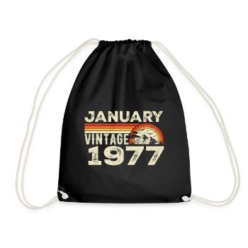 Janvier 1977 Vintage Anniversaire 1977, Né en 1977 - Sac de sport léger - noir - Devant