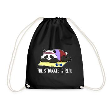 The Struggle Is Real Panda Bear Workout - Drawstring Bag - black - Front