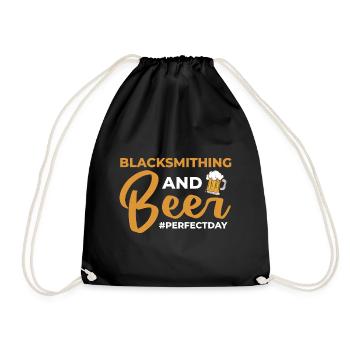 Blacksmithing and Beer perfectday Schmiedekunst - Turnbeutel - Schwarz - Vorne