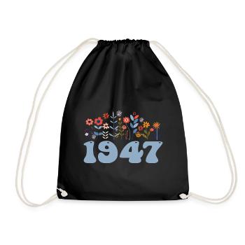 1947 Blumenmuster 1947 Blumen-thema Blumen 1947 - Turnbeutel - Schwarz - Vorne