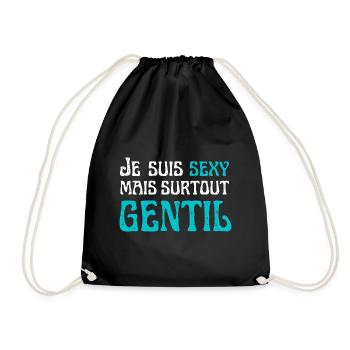 sexy mais surtout gentil, cadeau humoristique - Sac de sport léger - noir - Devant