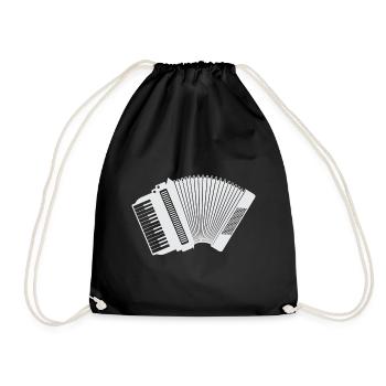 Accordion - white, silhouette, outline - Drawstring Bag - black - Front