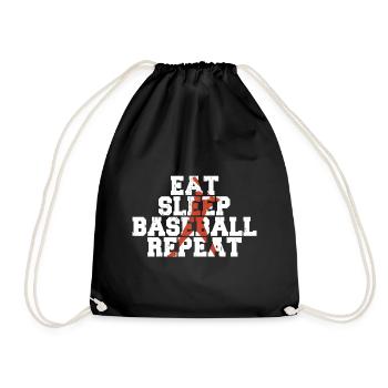 Eat Sleep Baseball Repeat Funny Baseball Tees - Drawstring Bag - black - Front