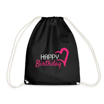 Happy Birthday - Turnbeutel - Schwarz - Vorne