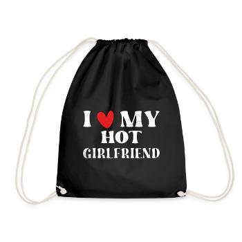 I love my hot girlfriend - Drawstring Bag - black - Front