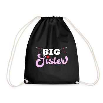 Big Sister - große Schwester - Drawstring Bag - black - Front