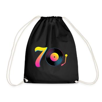 70er Jahre retro Vinyl Musik Design - Turnbeutel - Schwarz - Vorne