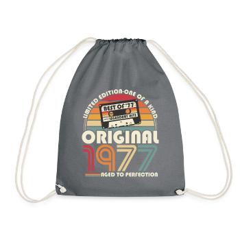 Original 1977 Vintage Vintage Retro Birthday - Drawstring Bag - grey - Front