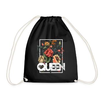 Queen Flowers - Turnbeutel - Schwarz - Vorne