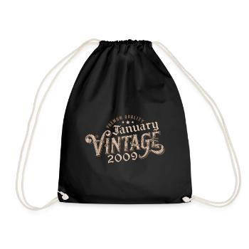 January 2009 | 2009 January Vintage Anniversary - Drawstring Bag - black - Front